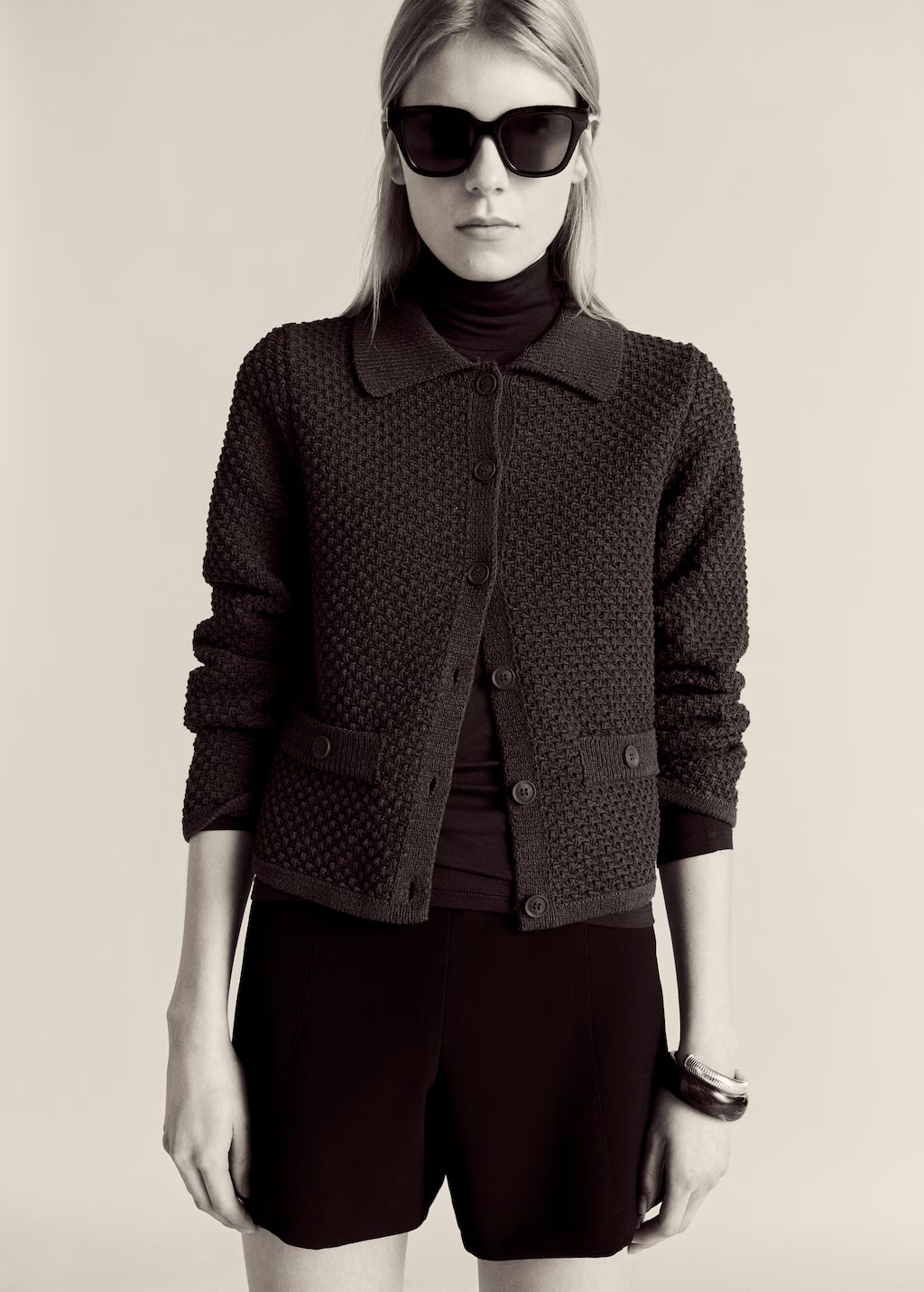 Polo-neck knitted jacket - Women | MANGO USA | Mango (US/MX/AU)