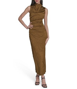 Jacquard Mock Neck Sleeveless Bodycon Midi Dress | Dillard's