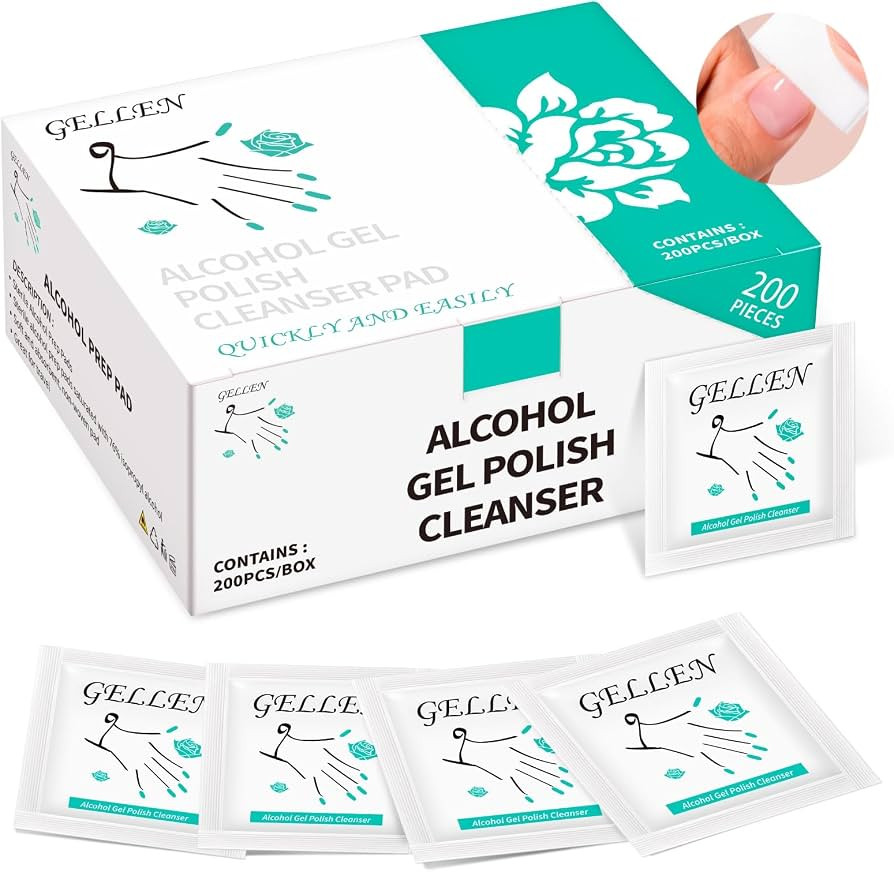 GELLEN Nail Cleanser Pads, 200 Pack Alcohol Prep Pads Individually Wrapped | Amazon (US)