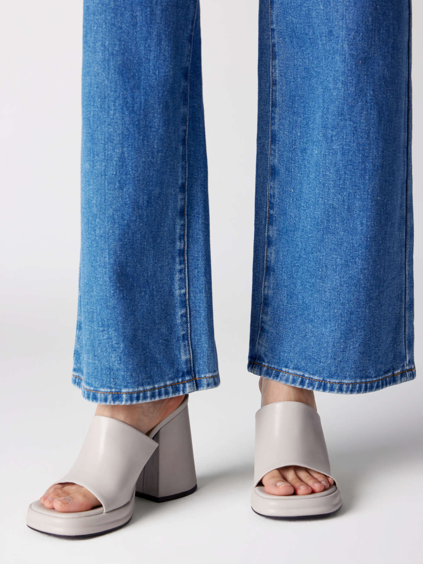 FAUX LEATHER CHUNKY HEELED slide mules sandals freja  | Cider