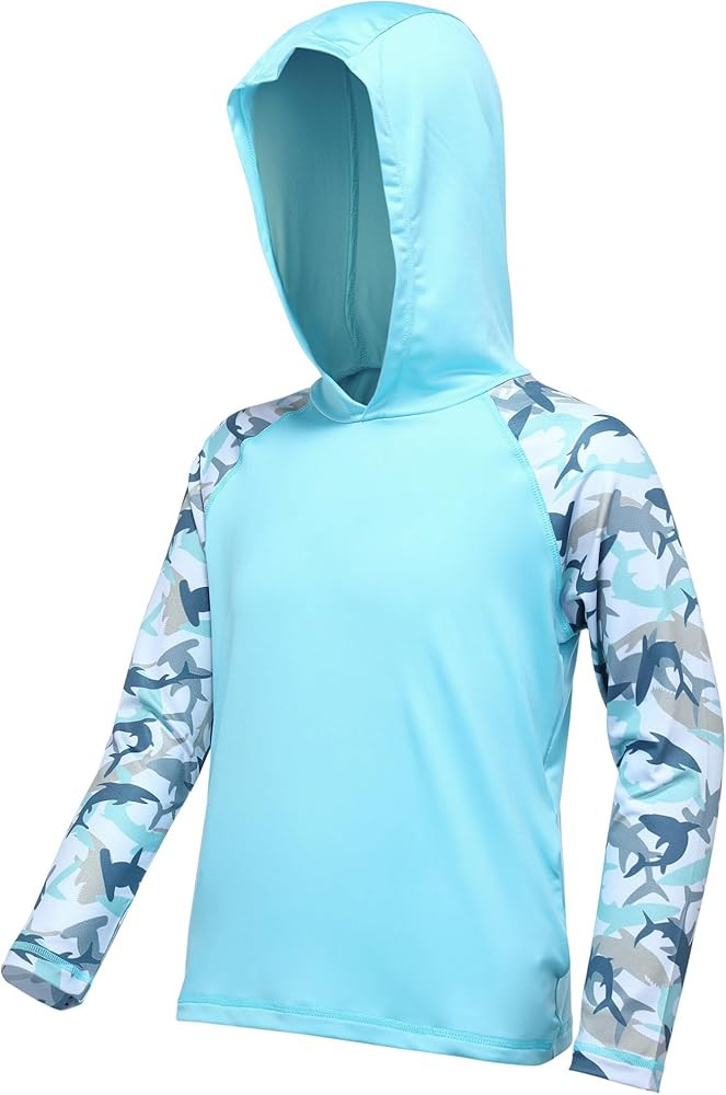 Boys Rash Guard Swim Hoodie, UPF 50+ UV Sun Protection Long Sleeve Fishing Shirt, Kids Youth SPF ... | Amazon (US)
