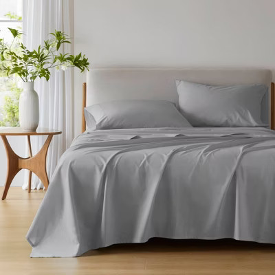510 Design Queen Cotton 144 Thread Count 100% Cotton Solid Sheet Set Dark Gray | Target