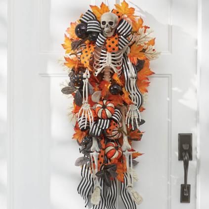 Halloween Skeleton Door Swag | Grandin Road