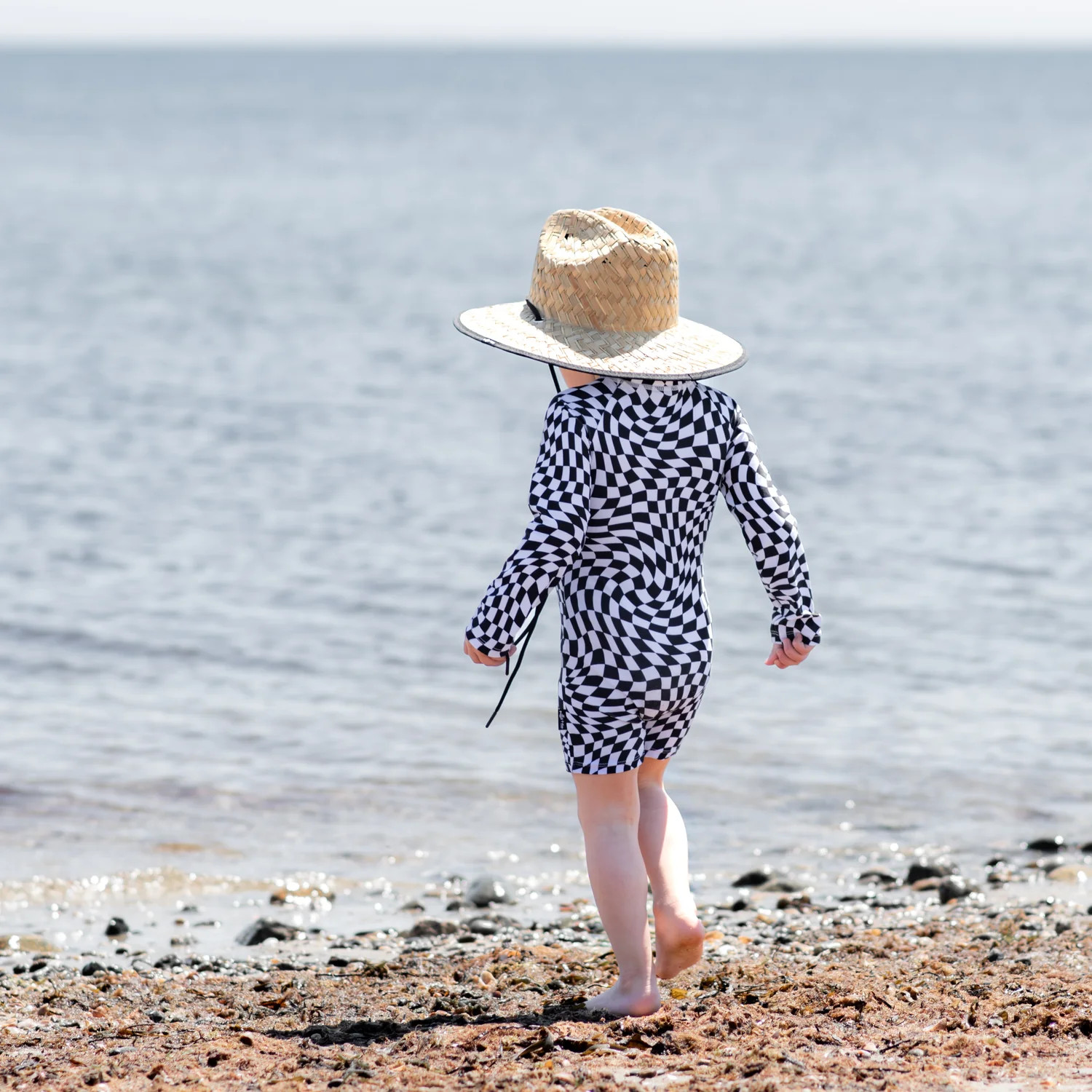 Straw Hat- Black Dizzy Check | millie + roo