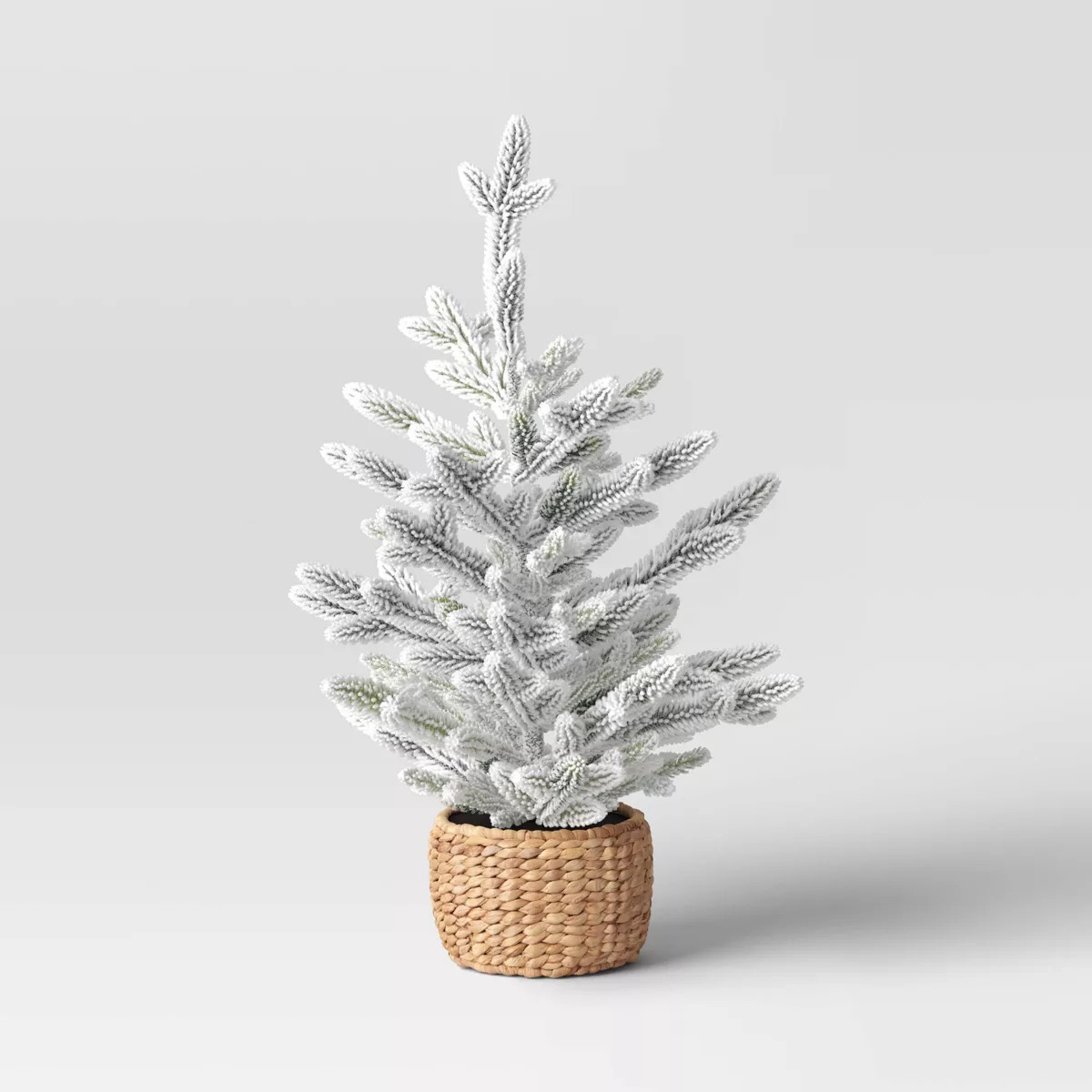 Artificial Flocked PE Tree in Woven Basket - Threshold™ | Target