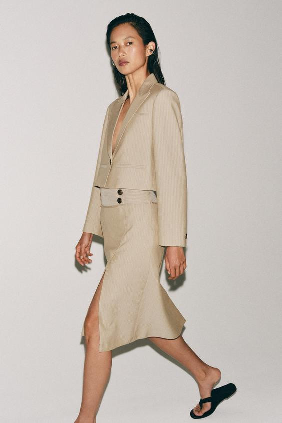 ZW COLLECTION STRIPED STRAIGHT SKIRT | Zara UK