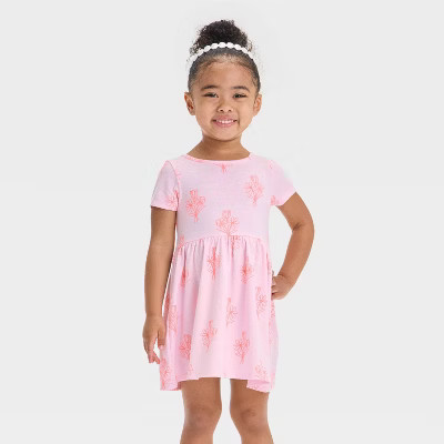 Toddler Girls' Floral Short Sleeve Dress - Cat & Jack™ Pink 2T | Target
