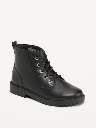 Faux-Leather Lace-Up Combat Boots for Girls | Old Navy (US)