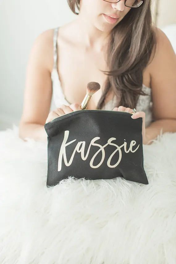Bridesmaid Makeup Bag, Tote Bag, Cosmetic Bag, Rose Gold Bridesmaid Bag, Personalized Mrs Makeup ... | Etsy (US)