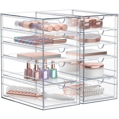 Sorbus 10 Drawers Acrylic Organizer for Makeup, Organization and Storage, Art Supplies, Jewelry, Stationary - 2 Pcs Clear Stackable Storage Drawers | Target