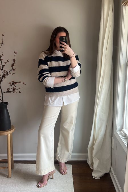 Affordable wide leg denim that has STRETCH! I found these adorable white jeans from Macy’s On 34th brand and absolutely love them!! Wearing a size 6 and size medium in the sweater 

White Jeans | Wide Leg Jeans | Button Up Shirt | Capsule Wardrobe Outfit | Nude Heels

#LTKfindsunder100 #LTKfindsunder50 #LTKSpringSale