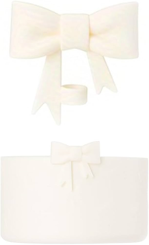 7.5cm Silicone Bottle Cover &10mm Bow Shape Straw Topper for Stanley Cup 12-40oz (Cream White) | Amazon (US)
