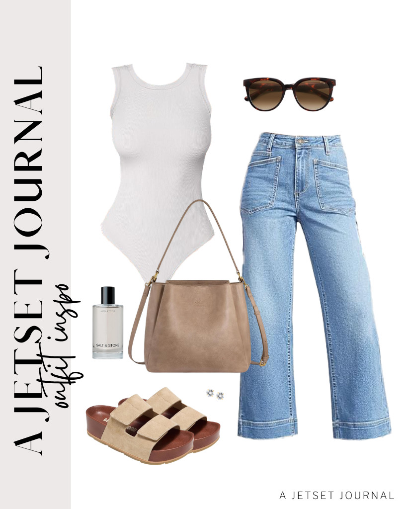 Our first outfit matches this sleek bodysuit from ANRABESS with Cicy Bell’s cropped wide-leg jeans. You can style it with leather platform sandals and LOVEVOOK bag. SOJOS polarized sunglasses are perfect for this fit, too. 

#LTKSeasonal #LTKSaleAlert #LTKTravel
 

 