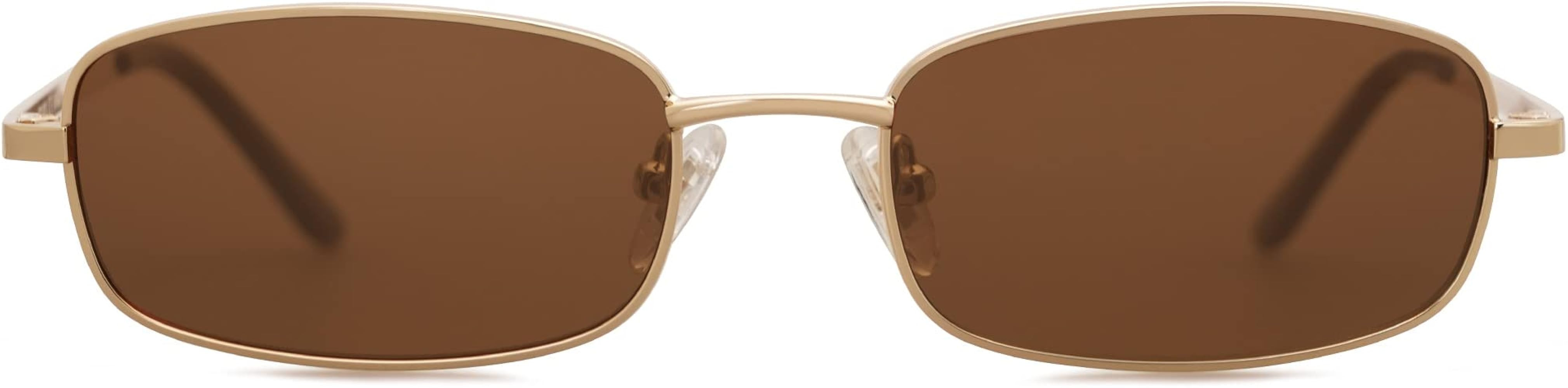 SOJOS Small Y2k Narrow Rectangle Sunglasses Womens Mens Retro 80s 90s UV400 Sunnies SJ1187 | Amazon (US)