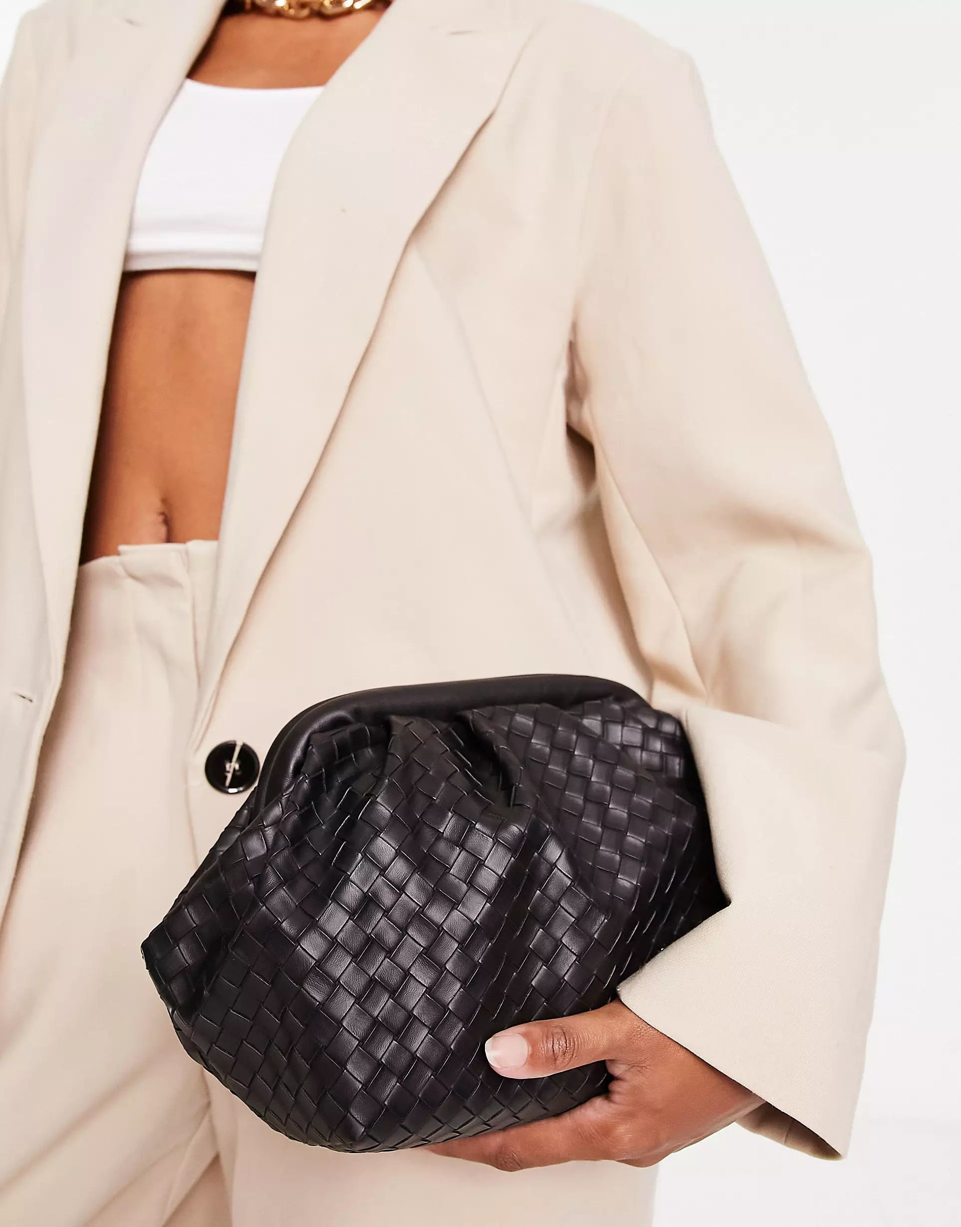 Glamorous woven clutch bag in black | ASOS (Global)