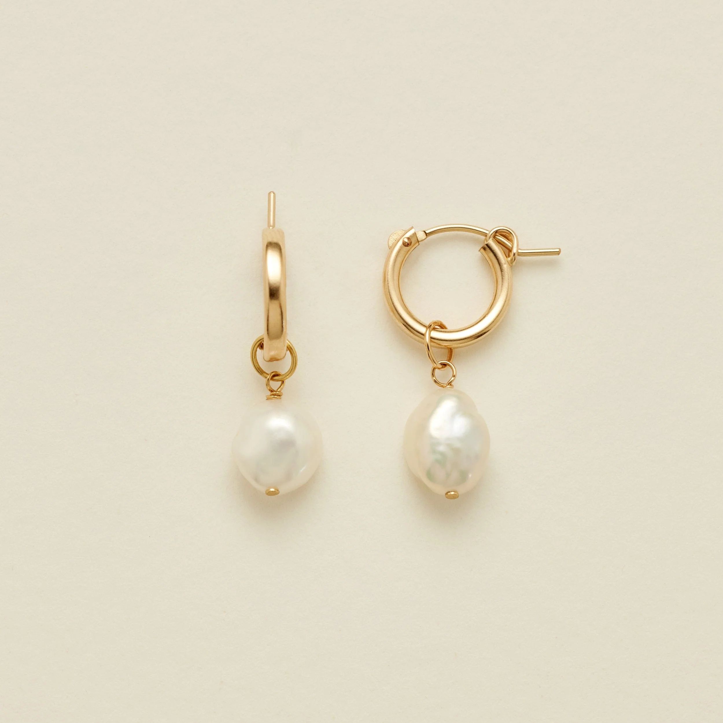 Drop Pearl Hoop Earrings | Made by Mary (US)