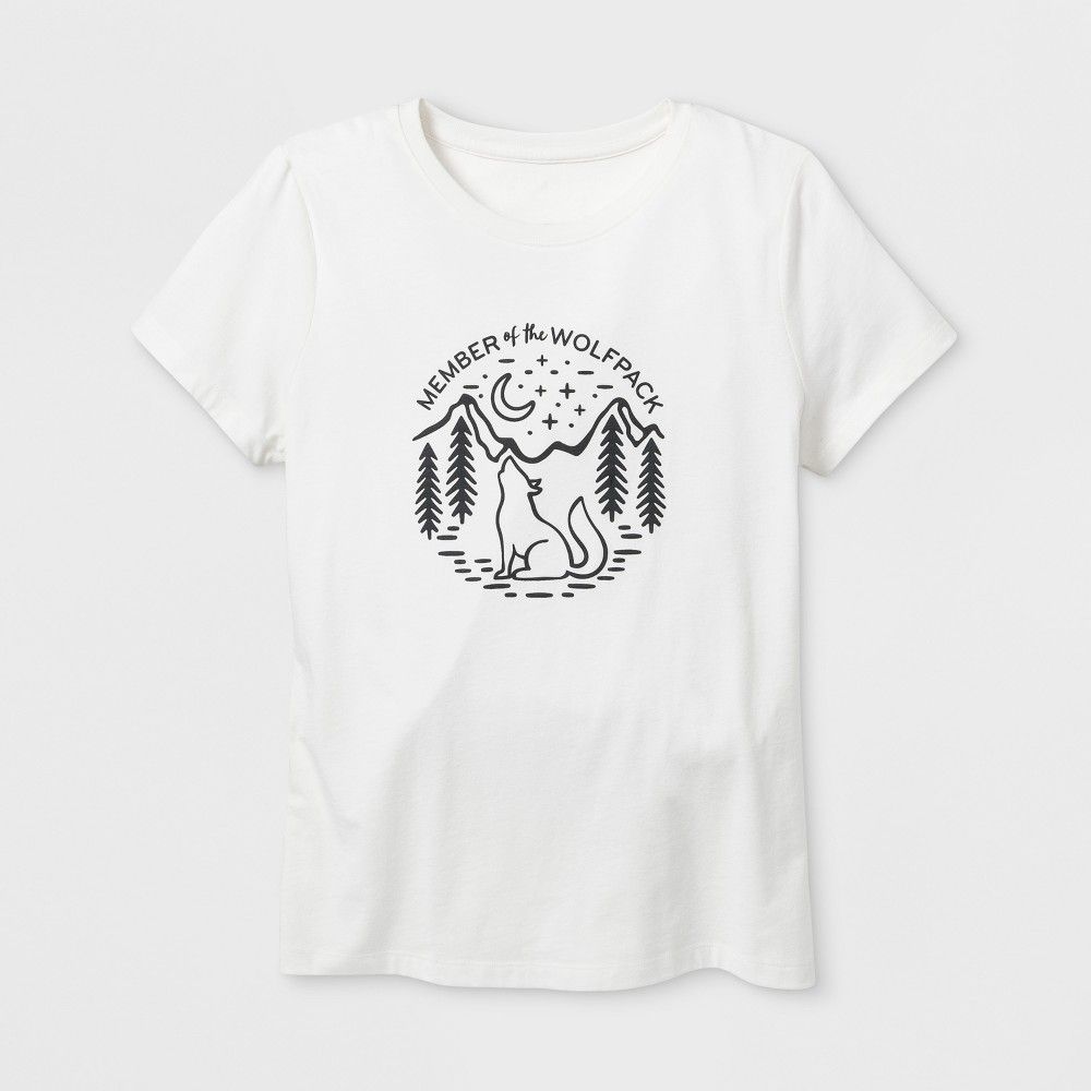 Women's Short Sleeve 'Wolfpack' Graphic T-Shirt - Almond Cream Xxl, White | Target