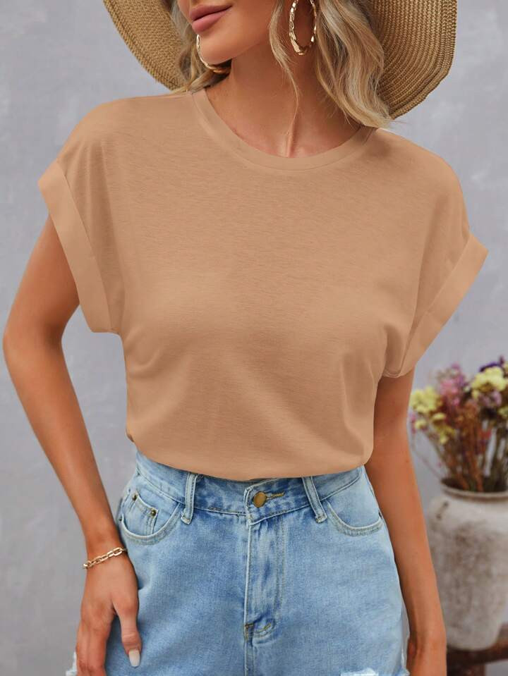 SHEIN LUNE Solid Batwing Sleeve Tee | SHEIN