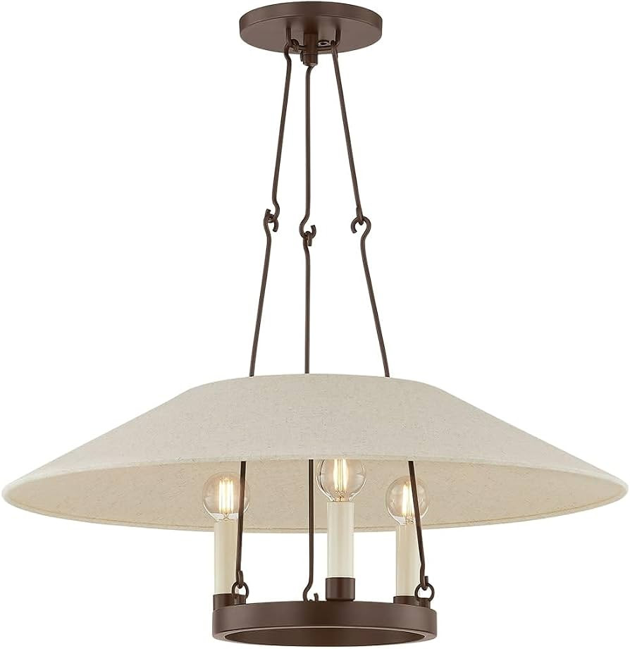 Troy Lighting Archive 25" Chandelier | Bronze Finish | Natural Linen Shade | Transitional 3-Light... | Amazon (US)