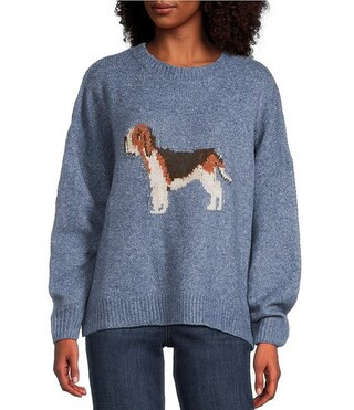 Bailey Rose Long Sleeve Crew Neck Dog Print Sweater | Dillard's | Dillard's