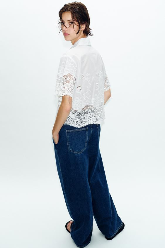 EMBROIDERED EYELET SHIRT | Zara US
