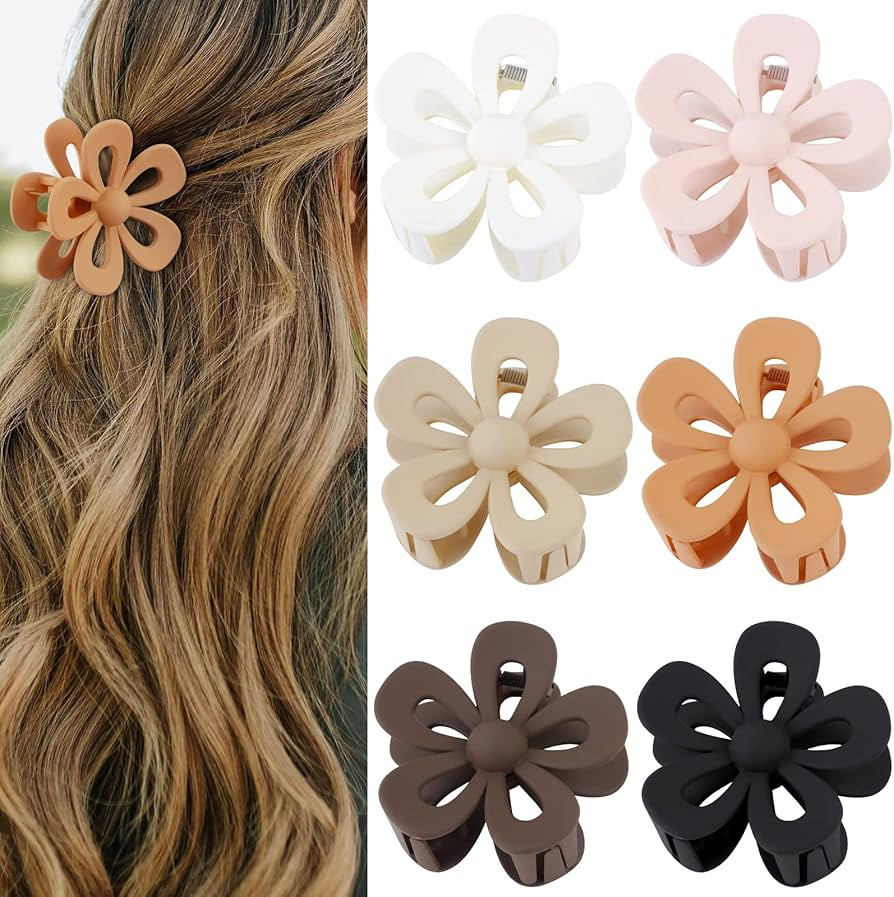 6 Pack Hair Clips for Women, Hair Claw Clips Flower Hair Clips, Y2K Accessories Flower Claws Clip... | Amazon (US)