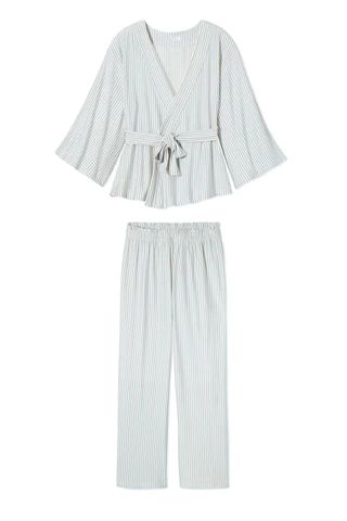 DreamKnit Kimono Pajama Set in Fog | LAKE Pajamas