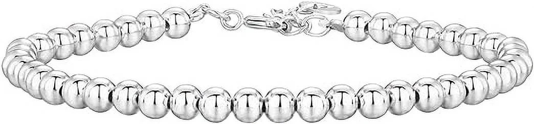 PAVOI 14K White Gold Plated Beaded Bracelet | Womens Ball Bracelet | Plated Gold Bracelets for Wo... | Walmart (US)