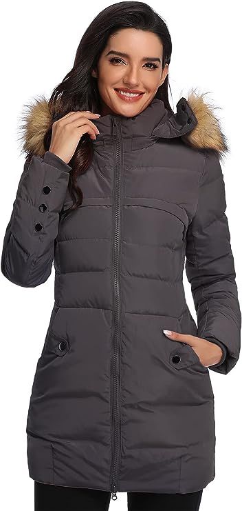 Epsion Women's Hooded Thickened Long Down Jacket Winter Down Parka Puffer Jacket | Amazon (US)