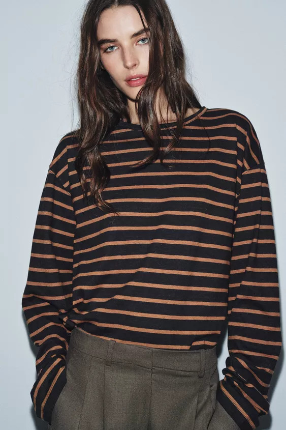 LONG SLEEVE STRIPED T-SHIRT | Zara US