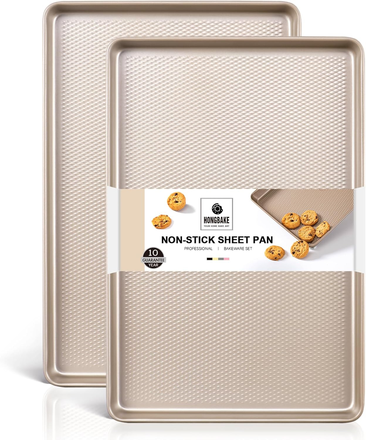 2 Pack Half Sheet Cookie Sheets for Baking, Nonstick Baking Pans | Amazon (US)