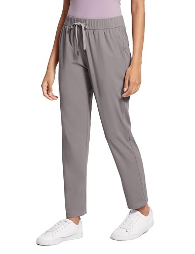 AJISAI 7/8 Joggers Travel Pants with Pockets Lounge Casual Stretch Workout Pants for Women Lunar Rock 27" L | Amazon (US)