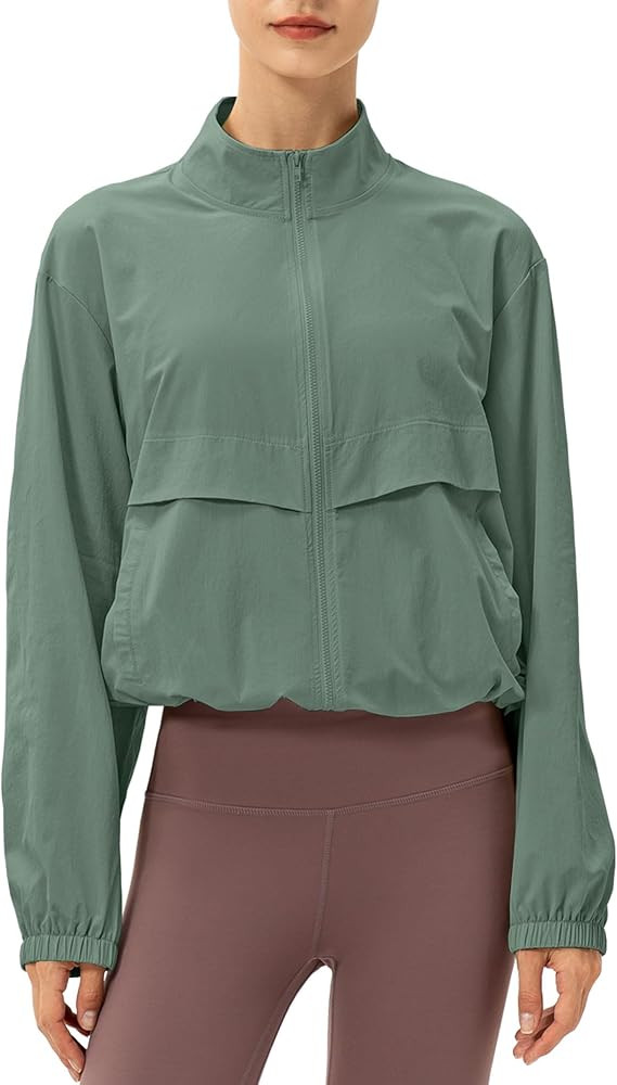 Locachy Women's Lightweight Zip Up Athletic Jacket Stand Collar Windproof Sun Protection Workout ... | Amazon (US)