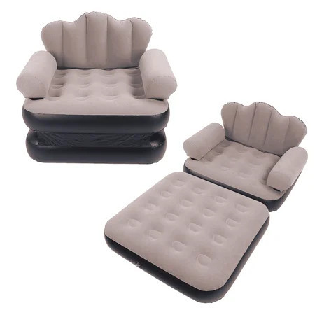 Inflatable Sofa Bed, Foldable Thickened Flocked PVC Blow up Sofa, 5-in-1 Air Couch Mattress for Camping (Pump Not Included) | Walmart (US)