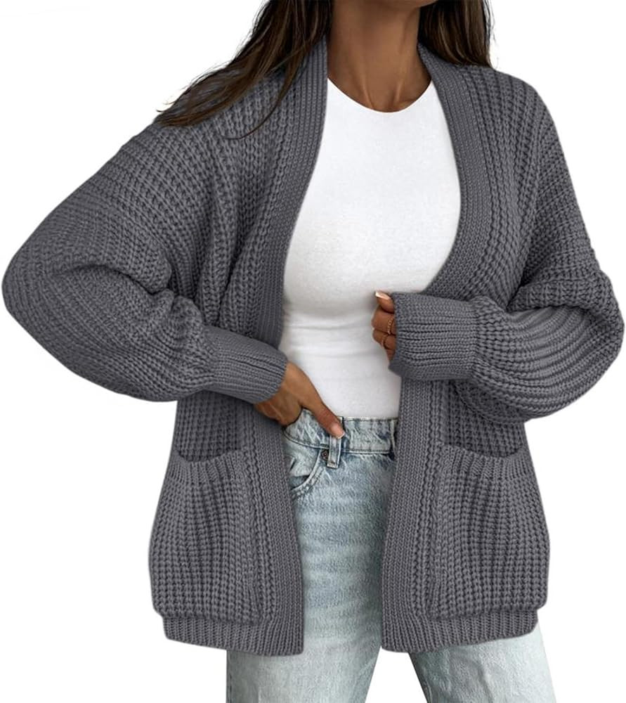 BTFBM Cardigan Sweaters for Women 2025 Fall Fashion Casual Long Sleeve Oversized Open Front Knit ... | Amazon (US)