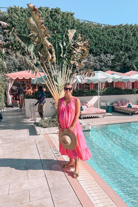 Pink cover up dress 
Chloe tote bag
loeffler randall gold bow sandal dupes
Straw pool hat 

#LTKHoliday #LTKtravel #LTKCyberweek