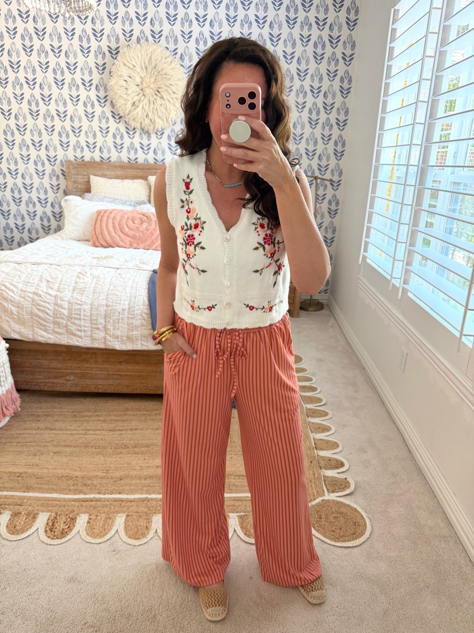 Amazon Spring fit!
Small in this embroidered vest with scalloped edges
Striped pants that are so soft. Wearing a medium. Lots of color options 
.


#LTKmomlife #LTKSeasonal #LTKootd