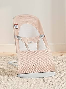 BabyBjörn Bouncer Balance Soft, Light Grey Frame, Mesh, Pearly Pink/White (005142US) | Amazon (US)