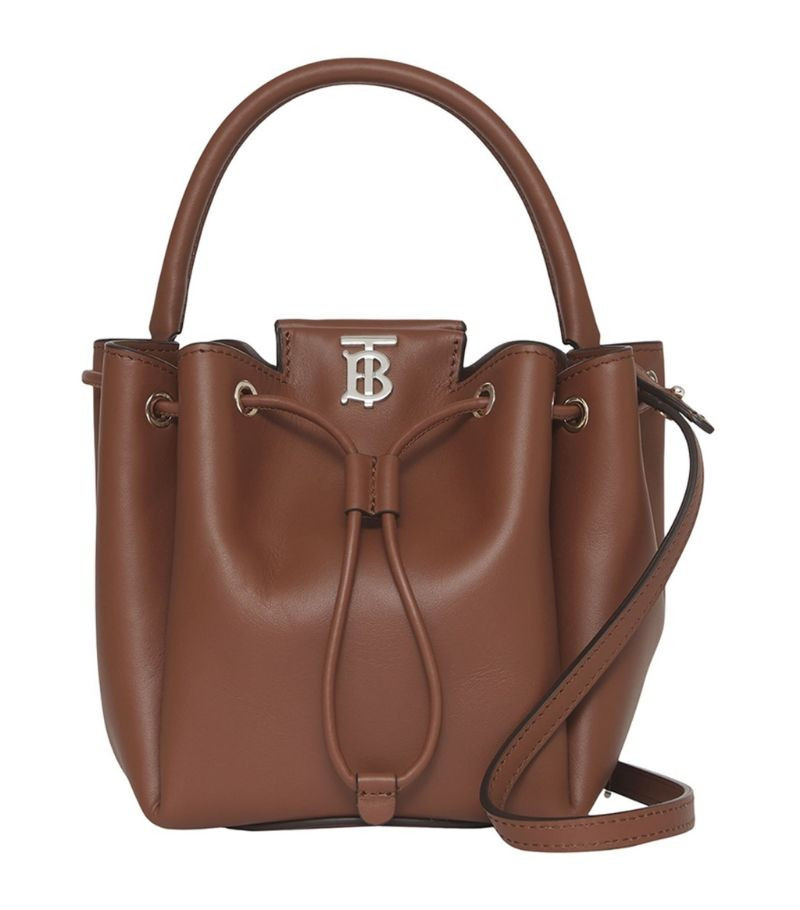 Burberry Leather TB Monogram Bucket Bag | Harrods