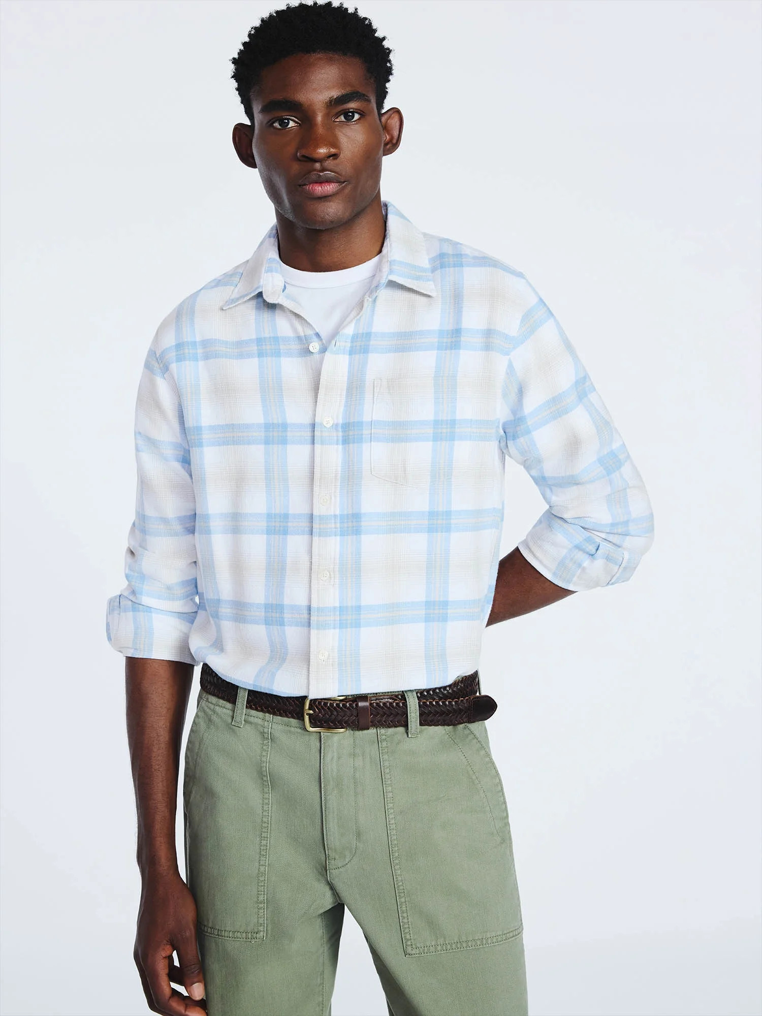 Free Assembly Men's Button Front Flannel Shirt with Long Sleeves, Sizes S-3XL | Walmart (US)