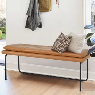 48 inch Nano Faux Leather Tufted Bench | Bed Bath & Beyond