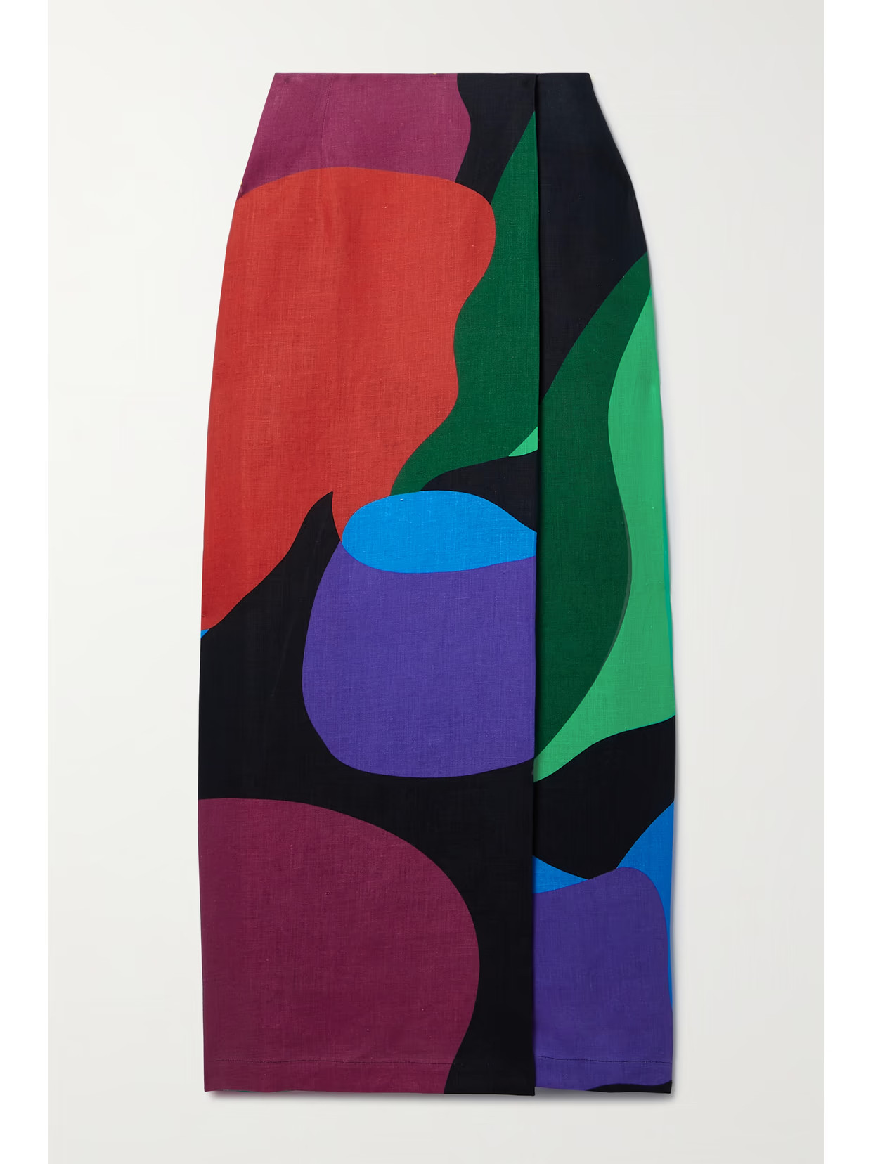 Mara Hoffman - Sunja Wrap-effect Printed Hemp Midi Skirt - Black | NET-A-PORTER (US)