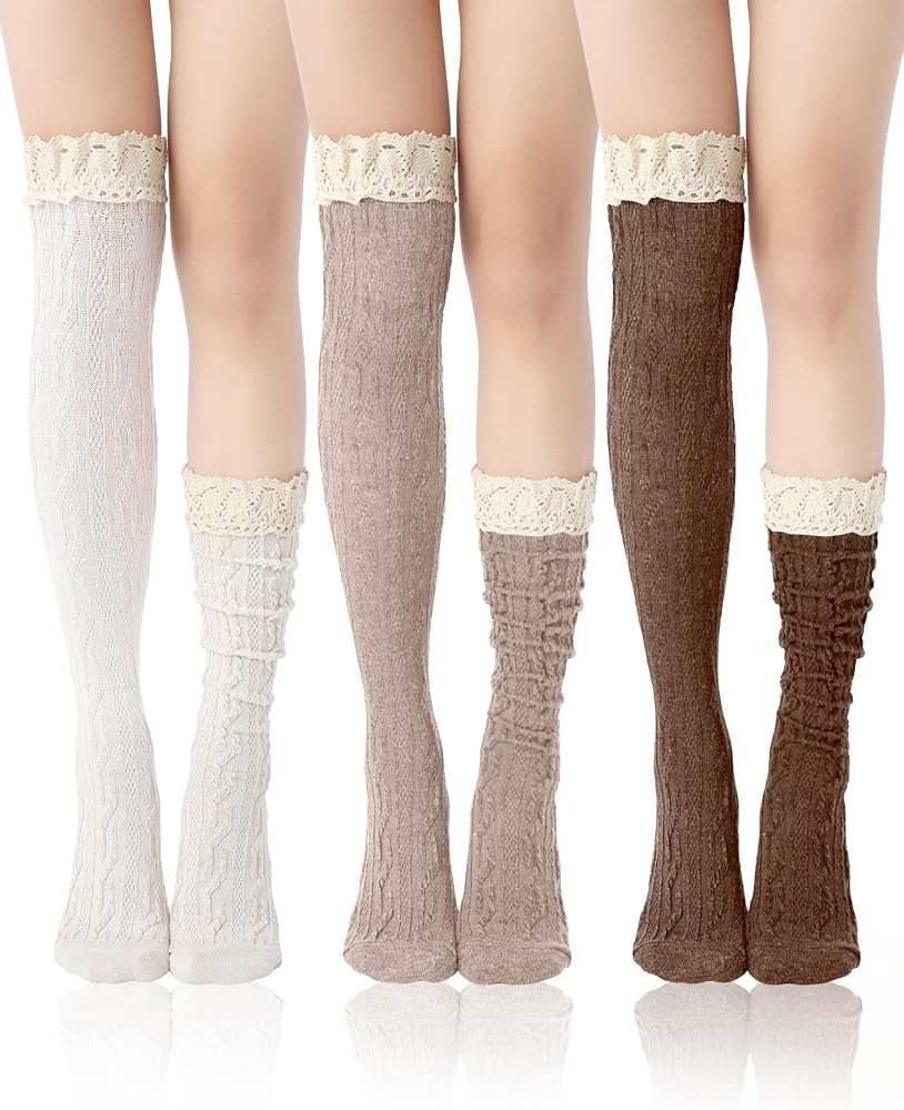 Fourluoo 3/6 Pairs Women Knee Boot Socks | Amazon (US)