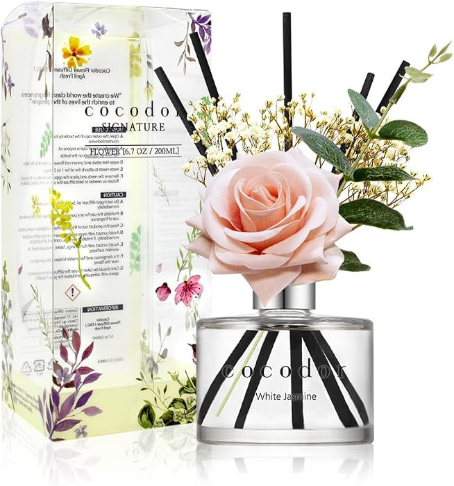 COCODOR Rose Flower Reed Diffuser/White Jasmine/6.7oz/1Pack / Home Fragrance Scent Essential Oil ... | Amazon (US)