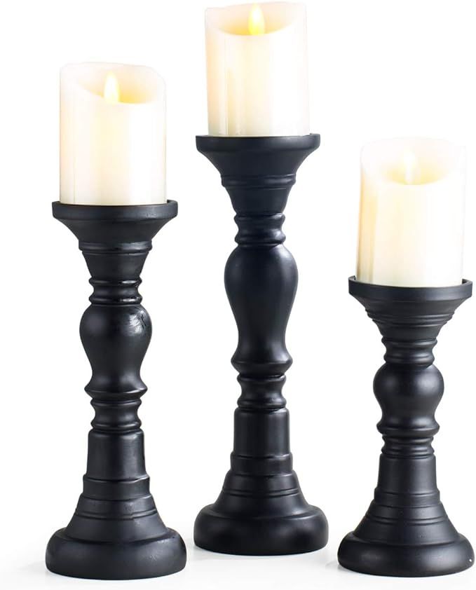 Resin Pillar Candle Holders Set of 3 - 7.9", 8", 11.8" High, Home Coffee Table Decor Decorations ... | Amazon (US)