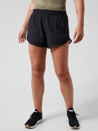 High Rise Mesh Racer Run 3" Short | Athleta