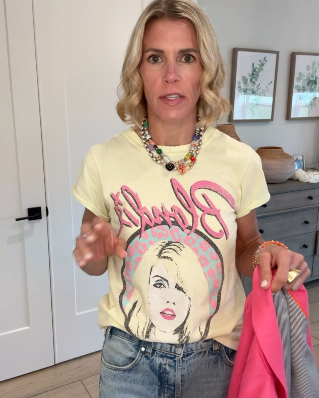 I love wearing a fun graphic T under a polished blazer!  Add in some great jewelry and a shoe for a stylish look 

#LTKOver40 #LTKStyleTip #LTKShoeCrush