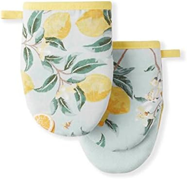 Martha Stewart Lemon Whimsy Mini Oven Mitt 2-Pack Set, Yellow, 5.5"X8" | Amazon (US)