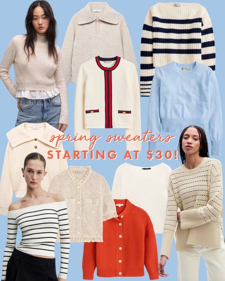 We’ve rounded up our latest sweater favorites for spring, starting at just $30! ❤️ Cardigans, pullovers, cable knit details, and of course a bit of stripes and our favorite red! 