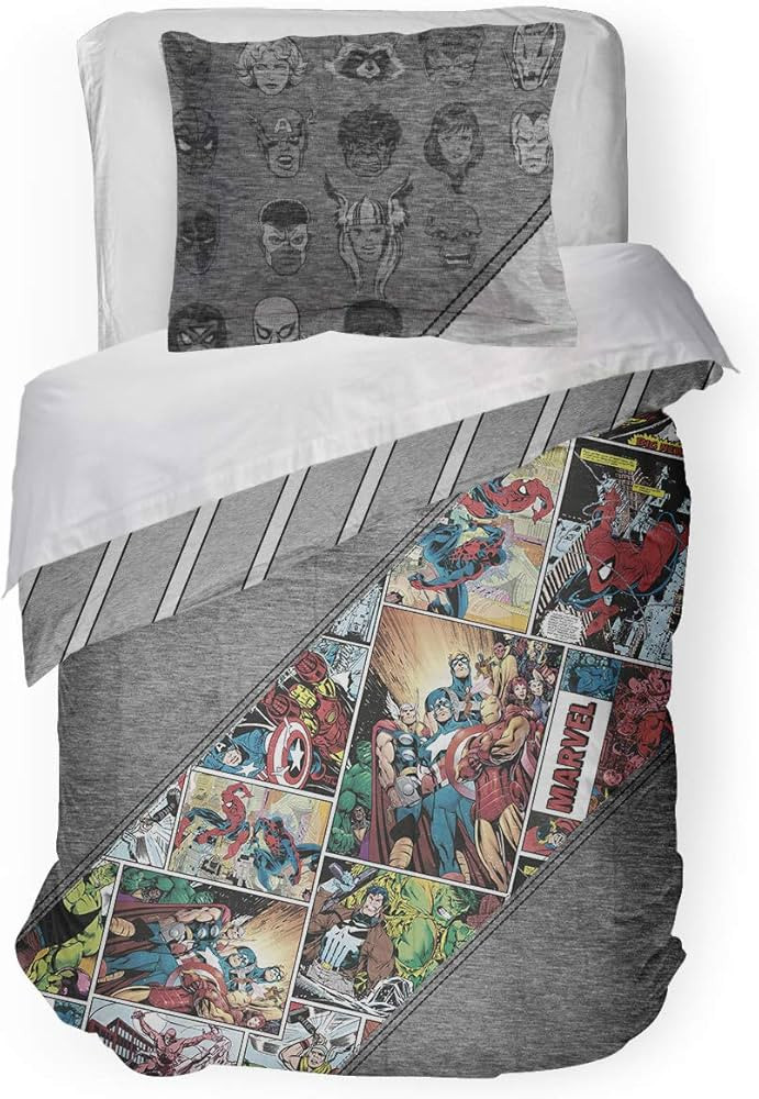 Jay Franco Marvel Comics 80th Anniversary Full/Queen Comforter & Sham Set - Super Soft Kids Rever... | Amazon (US)